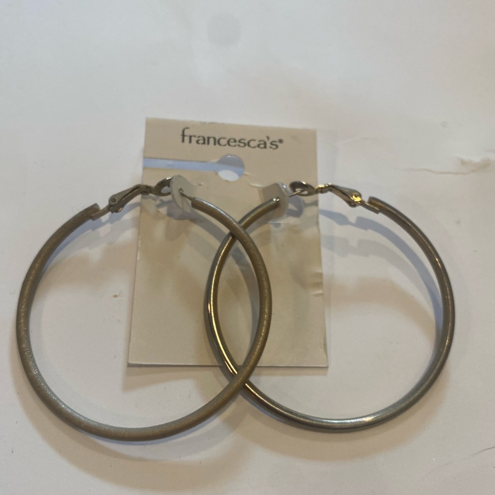Francesca’s Collections Large brushed gold 2” Hoop earrings